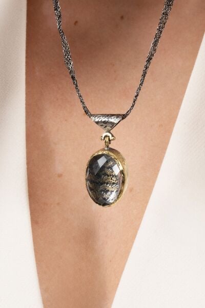 925 ayar gümüş kolye kuvars taşlı Ayetel Kürsi yazılı otantik kolye SGTL13140