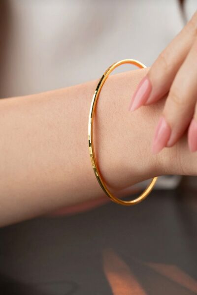 925 Ayar Gümüş Bilezik 1 ADET Altın Kaplama Ajda Model Bilezik - Yatırımlık Şık ve Zarif Tasarım