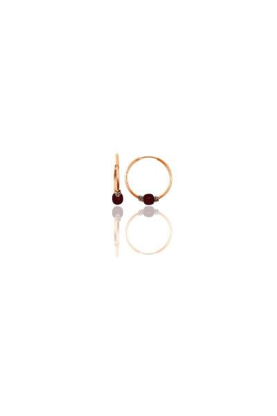 Gümüş rose 12 mm mini  mercan renkli halka küpe SGTL11283ROSE