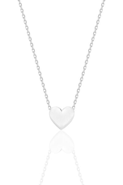 Gümüş rodyumlu bombeli zamansız kalp kolye SGTL12675RODAJ