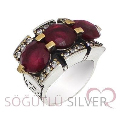 kök yakut ve zirkon taşlı otantik yüzük yuzuk8070