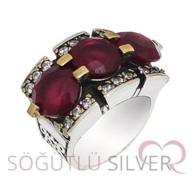 kök yakut ve zirkon taşlı otantik yüzük yuzuk8070