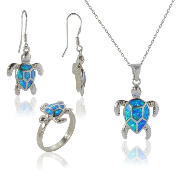 opal taşlı kaplumbağa üçlü set SGTL4220