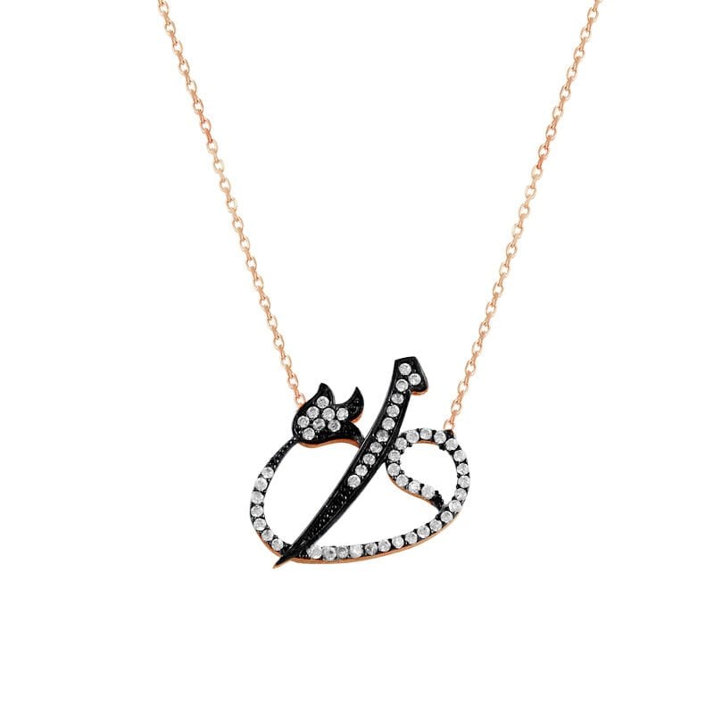 Zirkon taşlı elif vav kolye SGTL7416