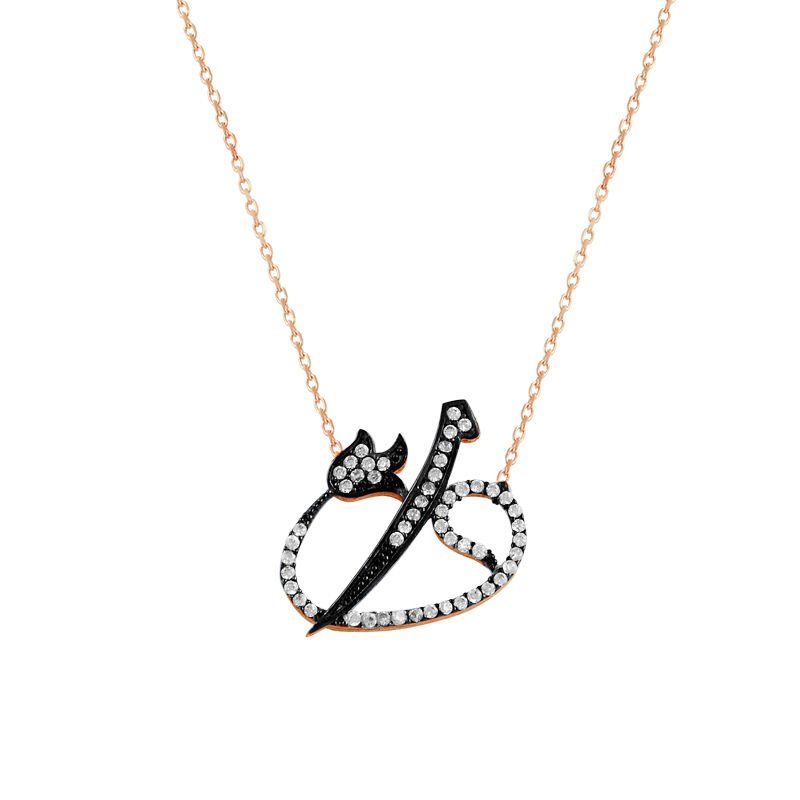 Zirkon taşlı elif vav kolye SGTL7416