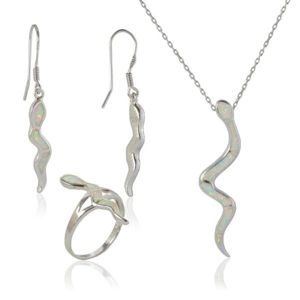 opal taşlı yılanlı üçlü set SGTL4222