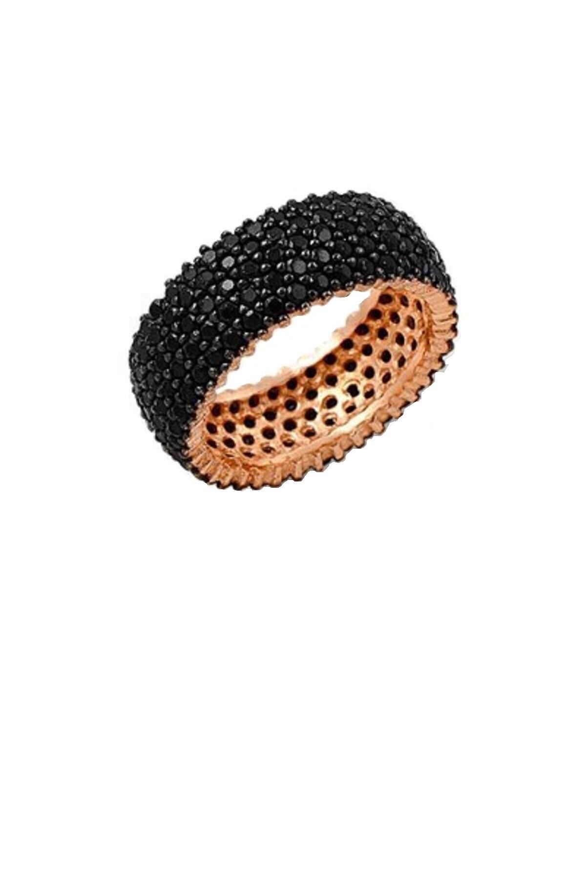 Rose Onix Beş sıra Taşlı tamtur Alyans yüzük yüzük8308