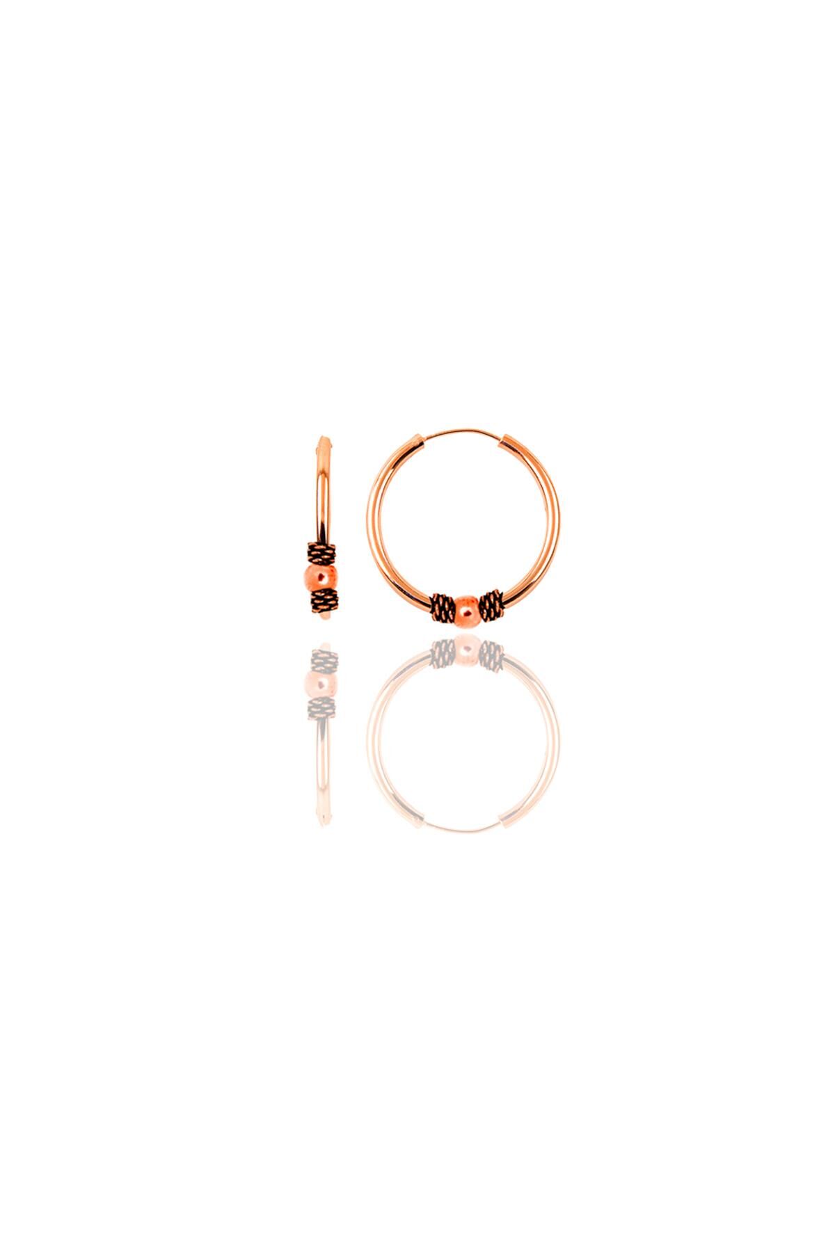 Gümüş rose 14 mm toplu halka küpe SGTL11280ROSE