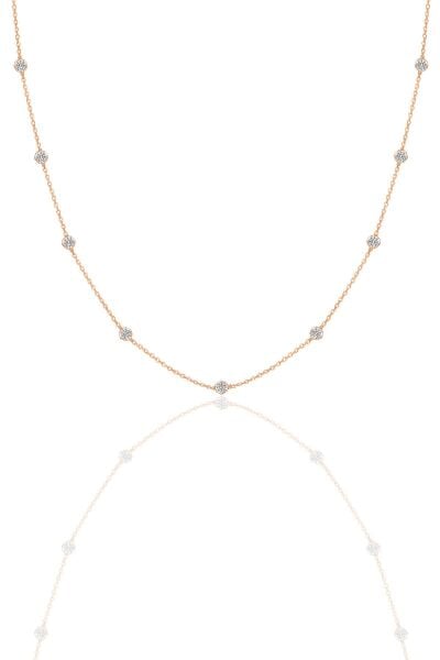 Gümüş rose zirkon sıra taşlı kolye SGTL12409ROSE