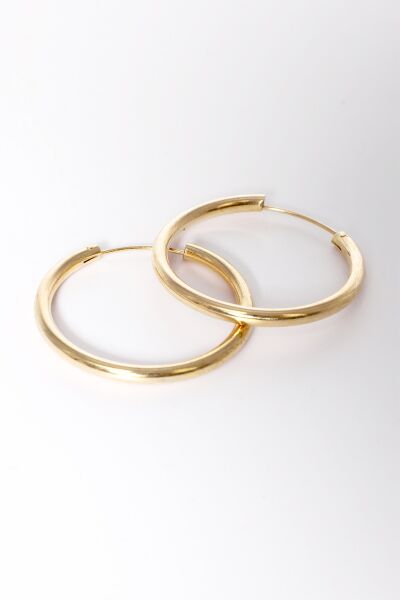 925 ayar gümüş küpe altın yaldızlı büyük boy halka küpe SGTL13150GOLD