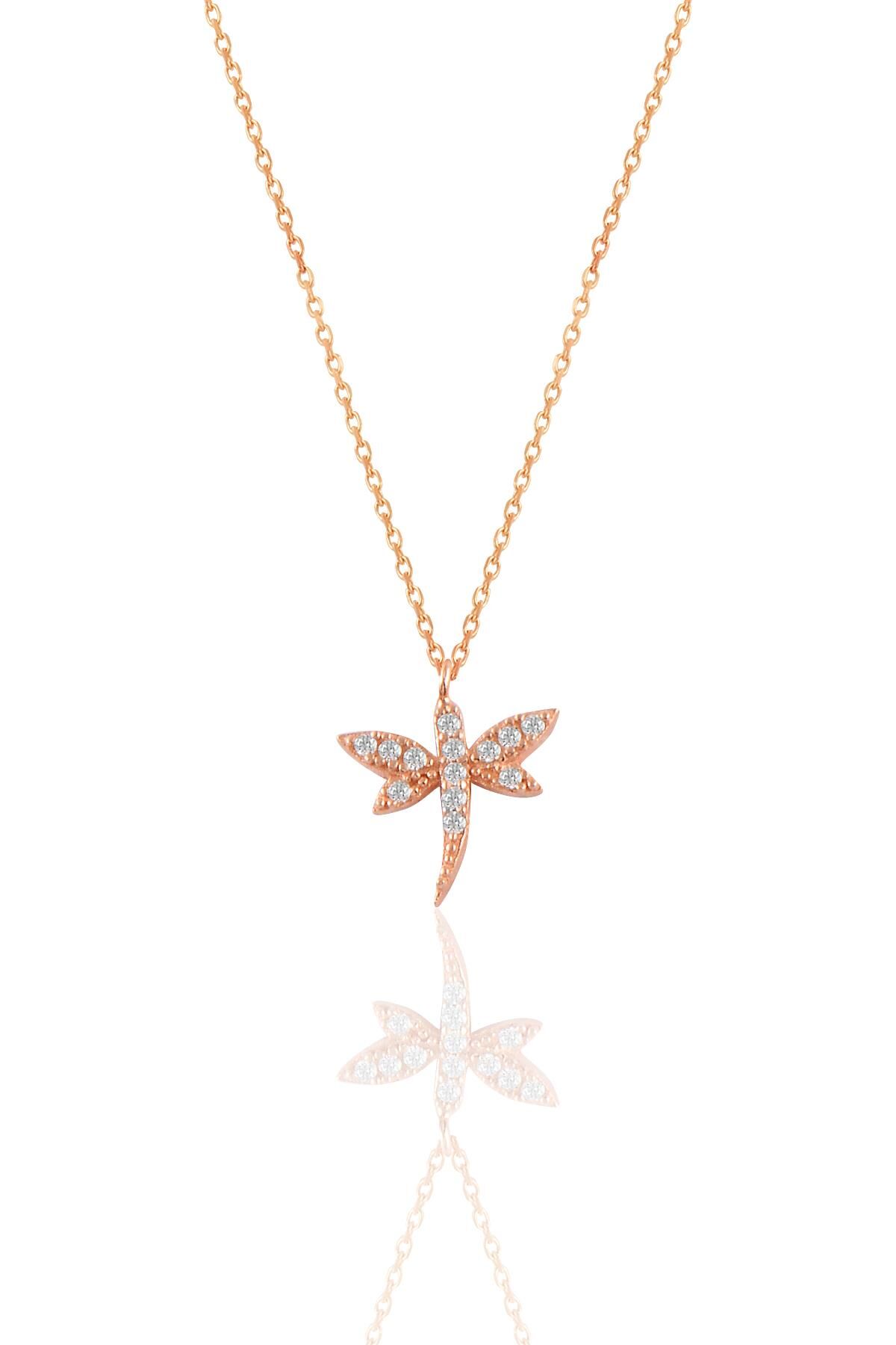 Gümüş rose zirkon taşlı yusufçuk kolye SGTL11333ROSE