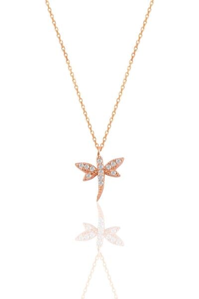 Gümüş rose zirkon taşlı yusufçuk kolye SGTL11333ROSE