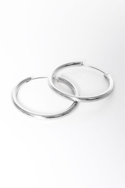 925 ayar gümüş küpe rodyumlu büyük boy halka küpe SGTL13150RODAJ