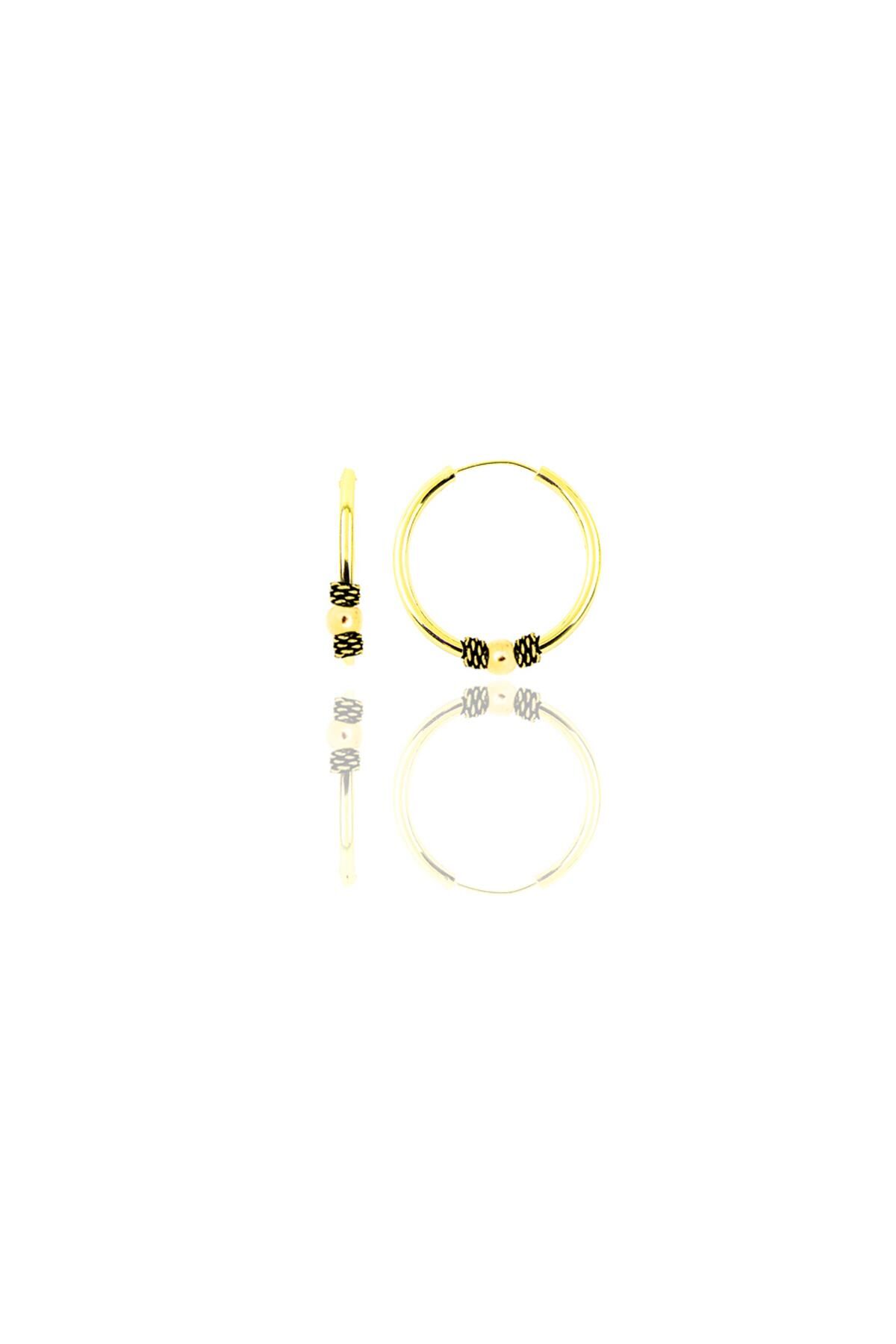 Gümüş altın yaldızlı 14 mm toplu halka küpe SGTL11280GOLD