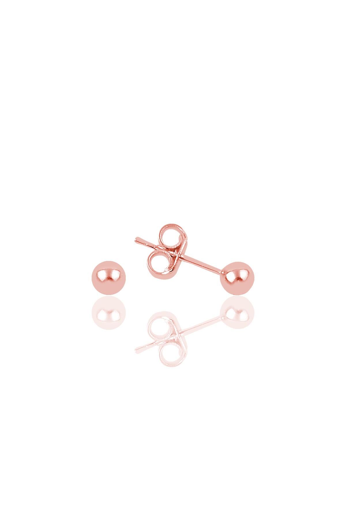 Gümüş rose 3 mm gümüş top küpe SGTL11479ROSE