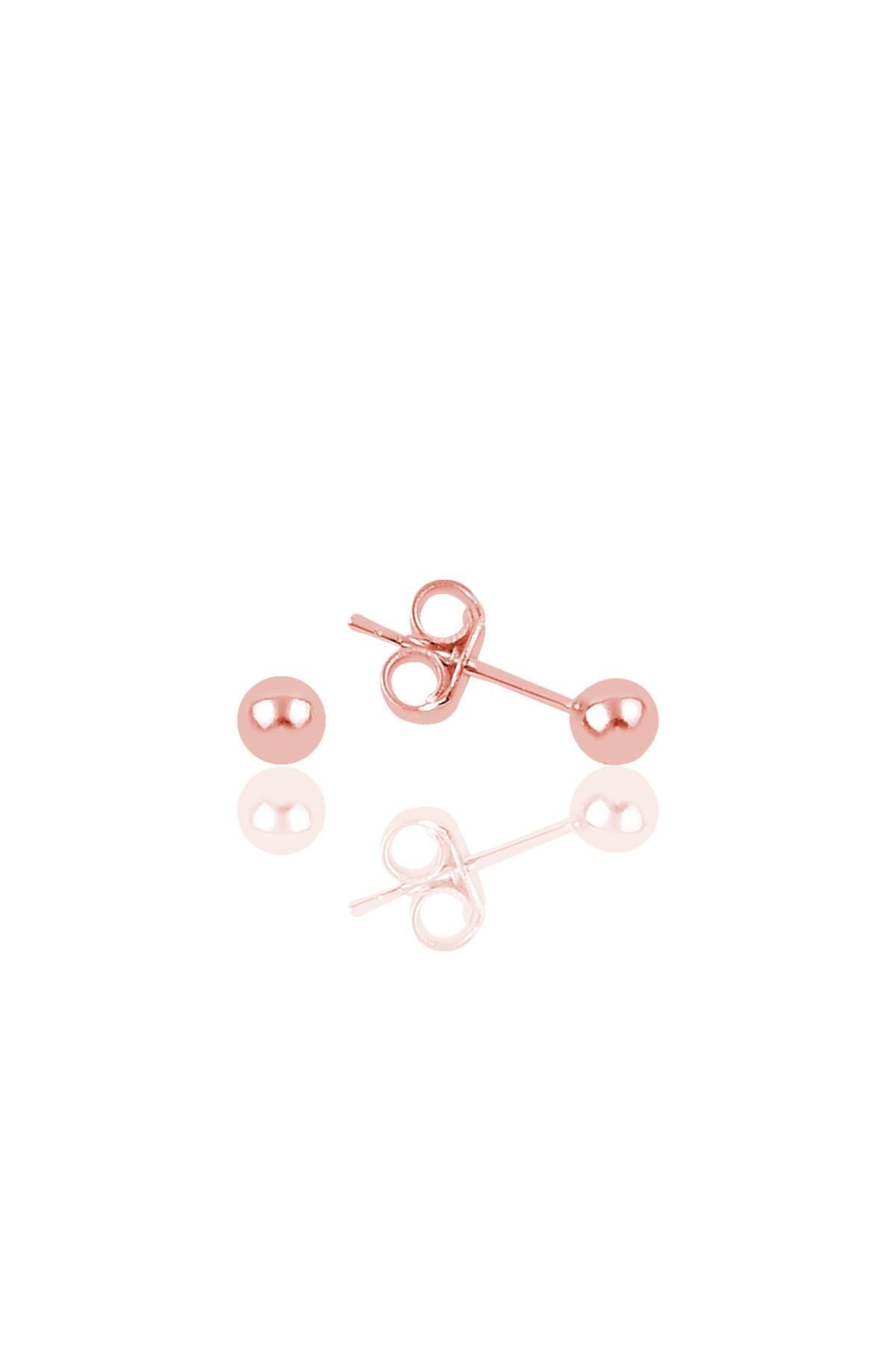Gümüş rose 3 mm gümüş top küpe SGTL11479ROSE