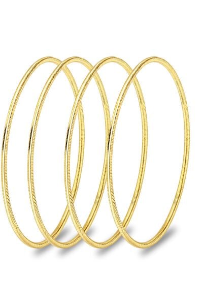 925 Ayar Gümüş Bilezik 4 ADET Altın Kaplama Ajda Model Bilezik - Yatırımlık Şık ve Zarif Tasarım