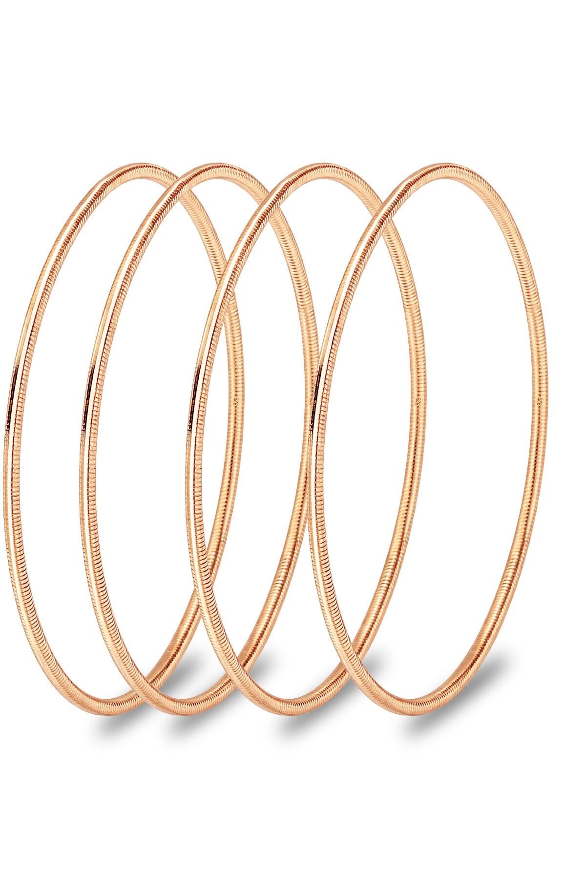 925 Ayar Gümüş Bilezik 4 ADET Altın Kaplama Ajda Model Bilezik - Yatırımlık Şık ve Zarif Tasarım