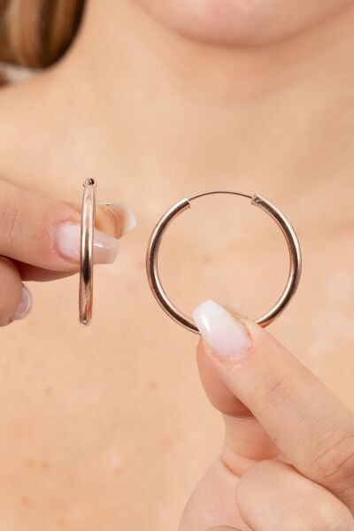 925 ayar gümüş küpe rose büyük boy halka küpe SGTL13150ROSE