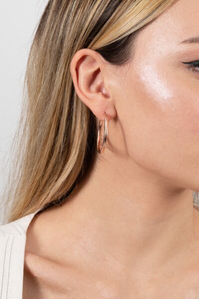 925 ayar gümüş küpe rose büyük boy halka küpe SGTL13150ROSE