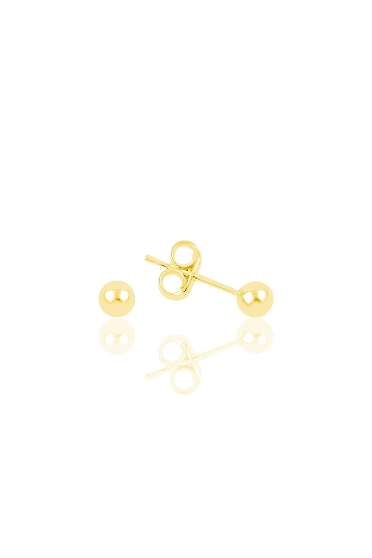 Gümüş altın yaldızlı 3 mm gümüş top küpe SGTL11479GOLD
