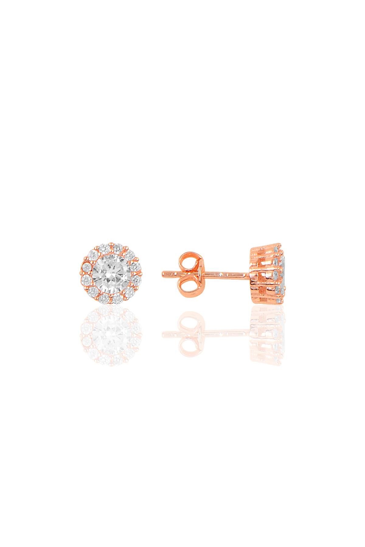 Gümüş rose elmas montürlü küpe SGTL9516ROSE