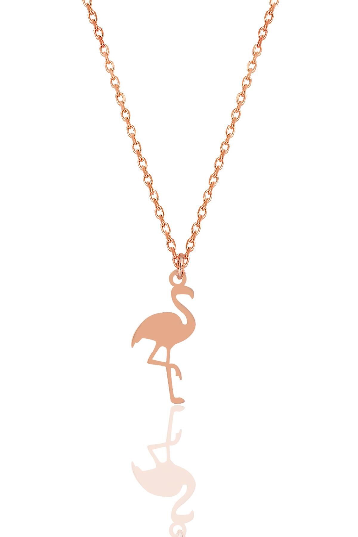 Gümüş rose flamingo kolye SGTL12012ROSE