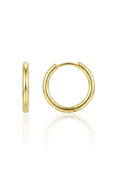 925 Ayar Gümüş Halka Küpe Altın Kaplama Sade Düz Halka Kadın Küpe SGTL13575GOLD