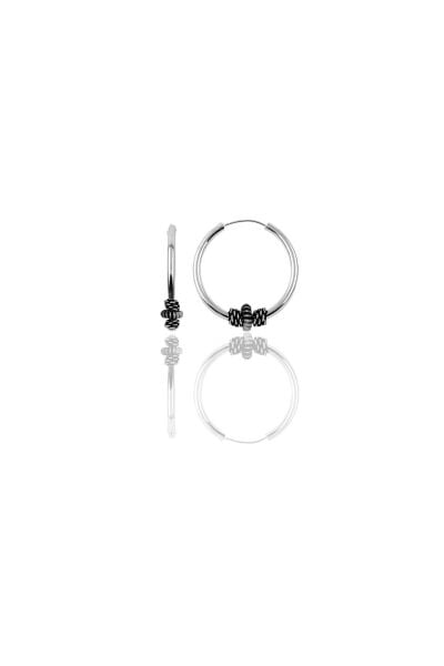 Gümüş 14 mm işlemeli halka küpe SGTL11279RODAJ