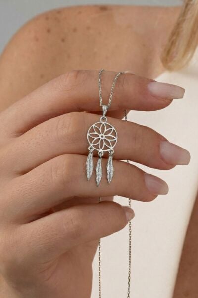 Gümüş beyaz altın rodyumlu düş kapanı kolye SGTL11331RODAJ