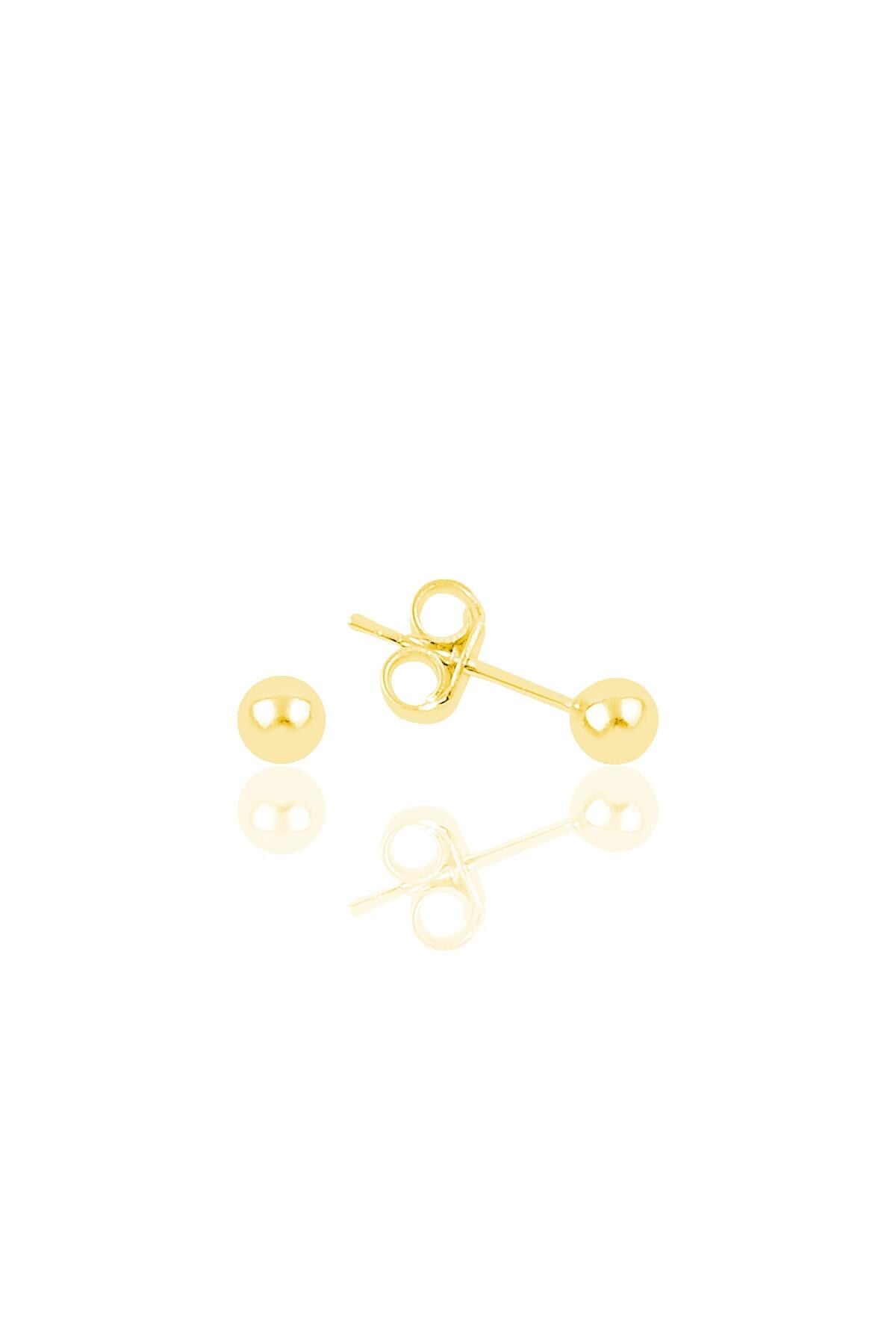 Gümüş altın yaldızlı 4 mm gümüş top küpe SGTL11478GOLD