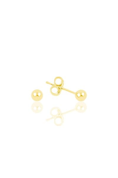 Gümüş altın yaldızlı 4 mm gümüş top küpe SGTL11478GOLD