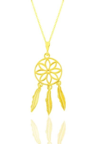 Gümüş altın yaldızlı düş kapanı kolye SGTL11331GOLD