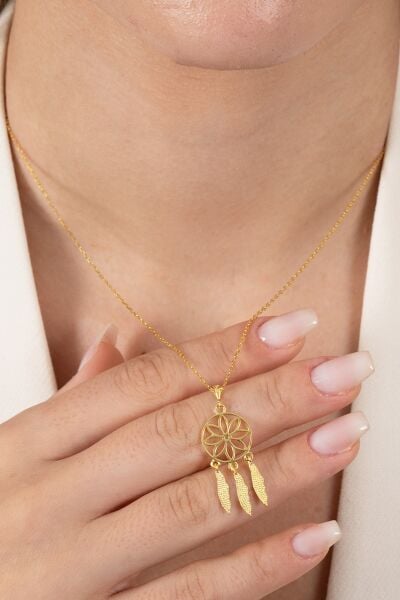 Gümüş altın yaldızlı düş kapanı kolye SGTL11331GOLD