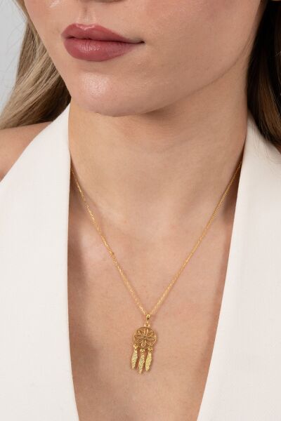 Gümüş altın yaldızlı düş kapanı kolye SGTL11331GOLD