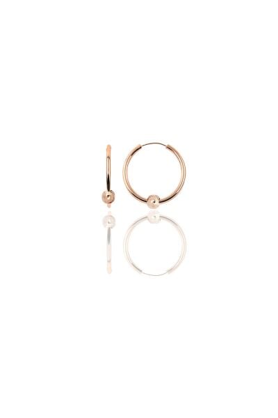 Gümüş rose 14 mm sade toplu halka küpe SGTL11278ROSE
