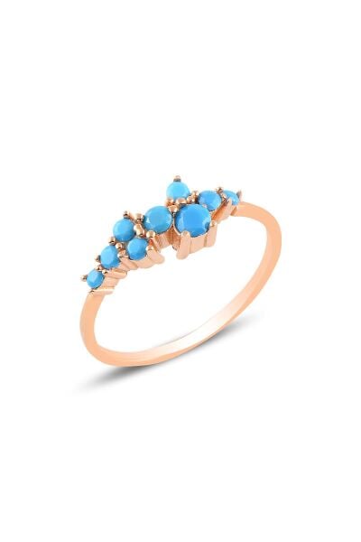 Gümüş rose turkuaz  taşlı lady gümüş yüzük SGTL10616MAVI