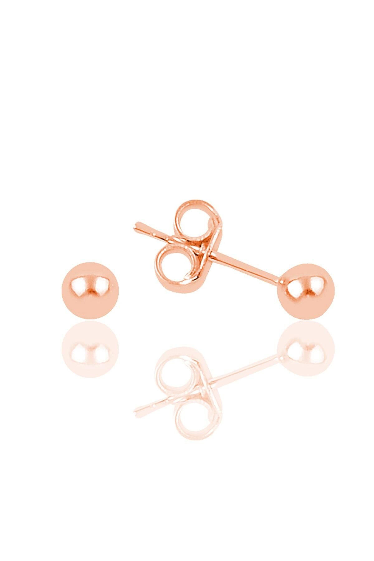Gümüş rose 5 mm gümüş top küpe SGTL11477ROSE