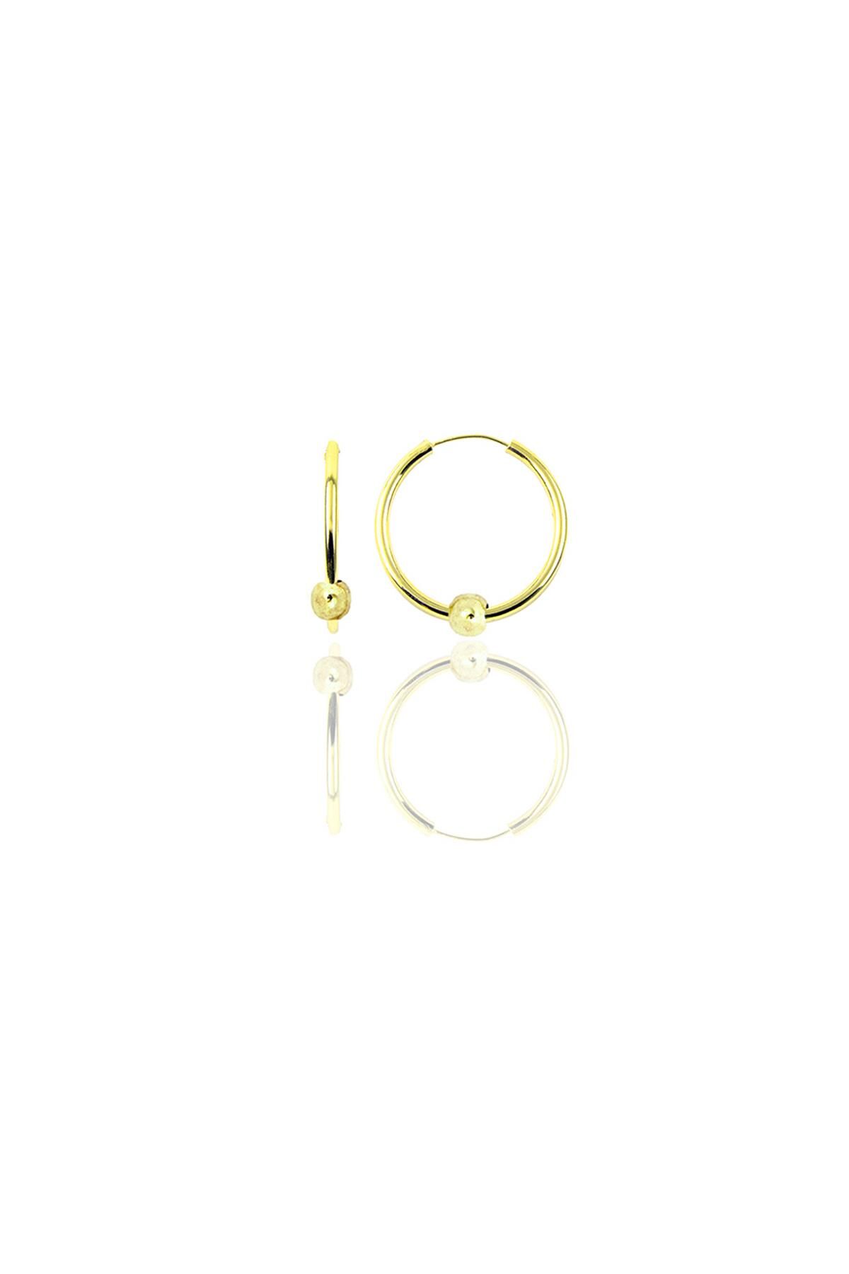Gümüş altın yaldızlı 14 mm sade toplu halka küpe SGTL11278GOLD