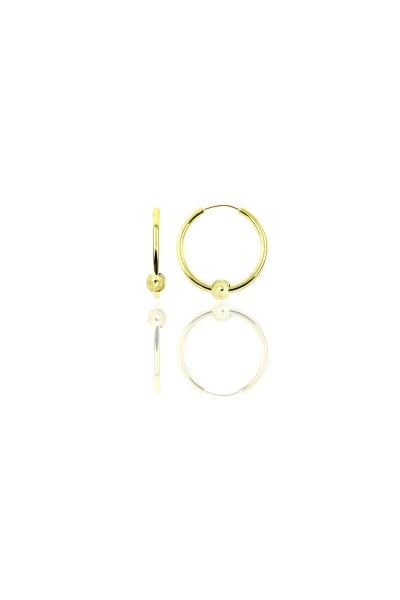 Gümüş altın yaldızlı 14 mm sade toplu halka küpe SGTL11278GOLD