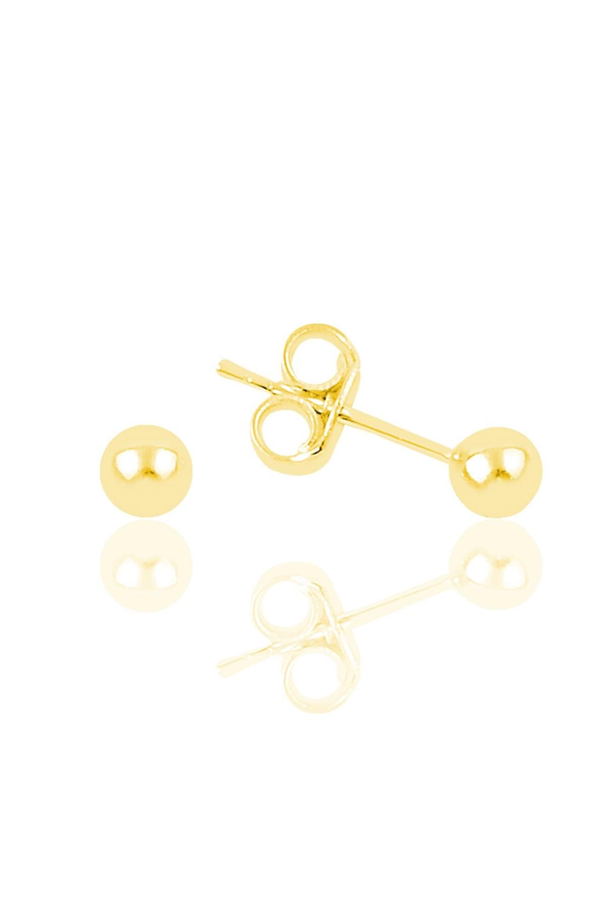 Gümüş altın yaldızlı 5 mm gümüş top küpe SGTL11477GOLD