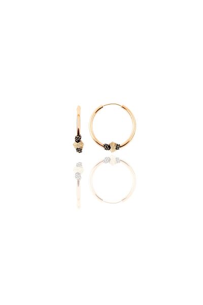 Gümüş rose 14 mm işlemeli halka küpe SGTL11277ROSE