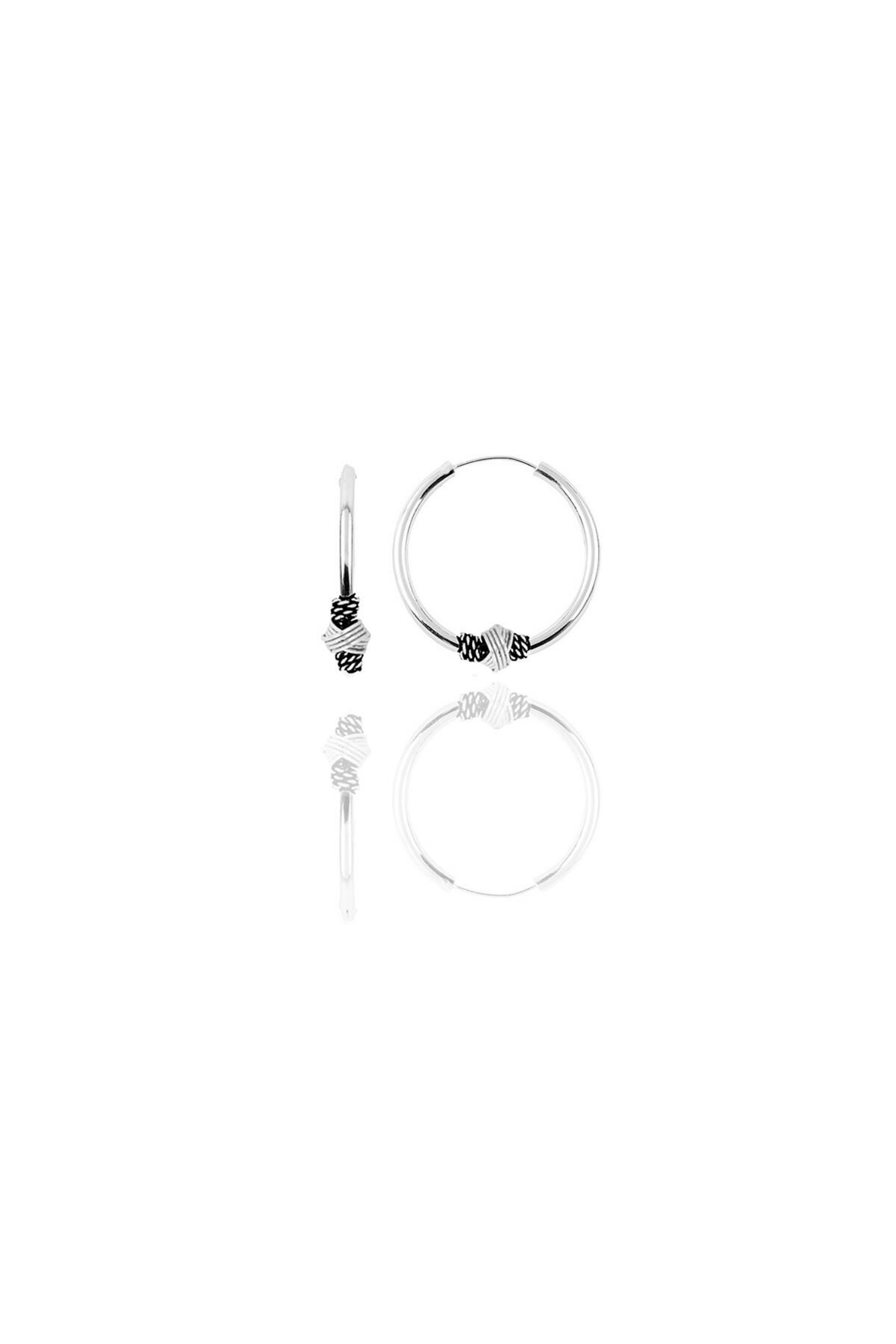 Gümüş 14 mm işlemeli halka küpe SGTL11277RODAJ