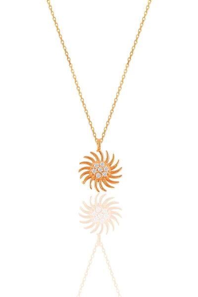 Gümüş rose zirkon taşlı güneş kolye SGTL11137ROSE