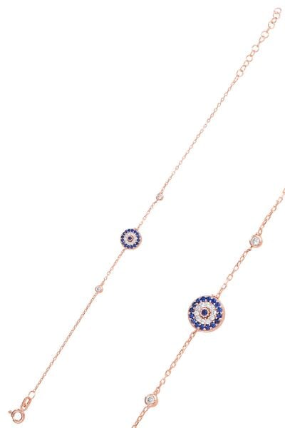 Gümüş rose zirkon taşlı nazar bileklik SGTL11447ROSE