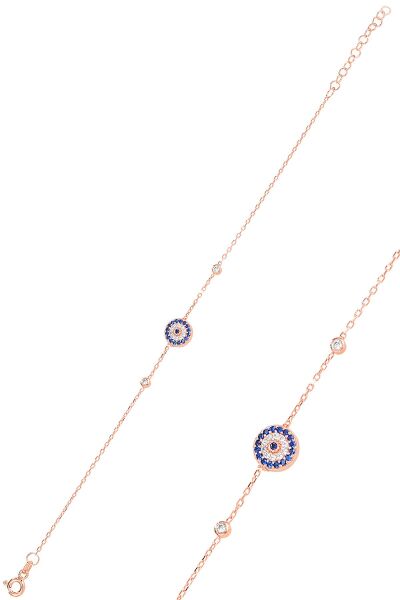 Gümüş rose zirkon taşlı nazar bileklik SGTL11447ROSE