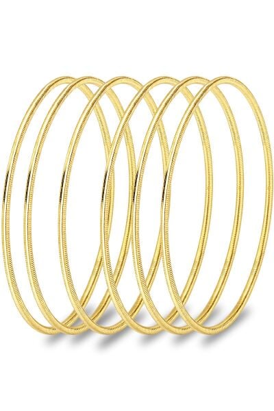 925 Ayar Gümüş Bilezik 6 ADET Altın Kaplama Ajda Model Bilezik - Yatırımlık Şık ve Zarif Tasarım