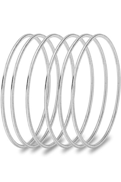 925 Ayar Gümüş Bilezik 6 ADET Altın Kaplama Ajda Model Bilezik - Yatırımlık Şık ve Zarif Tasarım