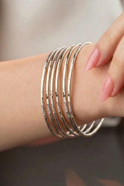 925 Ayar Gümüş Bilezik 6 ADET Altın Kaplama Ajda Model Bilezik - Yatırımlık Şık ve Zarif Tasarım