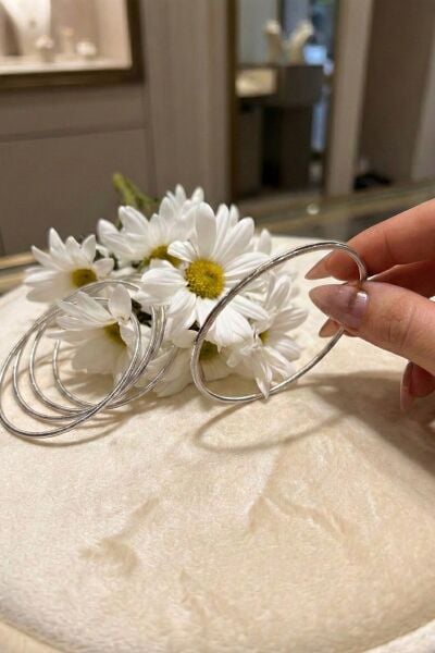 925 Ayar Gümüş Bilezik 6 ADET Altın Kaplama Ajda Model Bilezik - Yatırımlık Şık ve Zarif Tasarım